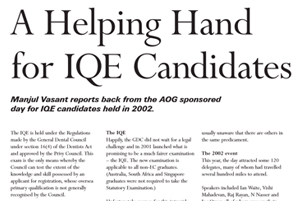 A Helping Hand IQE Candidates