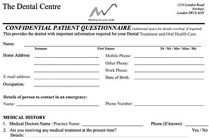 Medical History Form