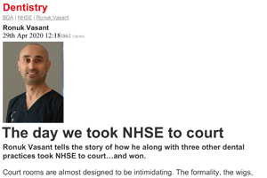 Dentistry Legal Battle Opinion Piece R Vasant